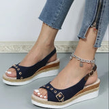 Fashion Fish Mouth Women Sandals Large-Size Buckle Pine Cake Thick-Soled Beach Sandals