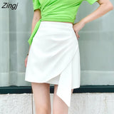 Women Asymmetrical Solid Leisure Simple Summer Hot Sale Baggy Empire Holiday Mini Mujer College Clothes Party