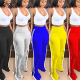 Striped Ruffle Casual Bodycon Sweat Pants Womens Joggers Elastic High Waist Trousers Women Pants Female Summer Ladies