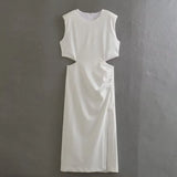 Zingj Summer Women's Hollow Out Decoration Sleeveless Dress 7814688