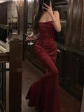 Women Elegant Sexy Bodycon Mermaid Dress Summer New Fashion Strap Evening Party Runway Robe Korean Female Solid Long Vestidos 211-1-Outfit