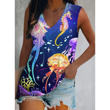 Summer Loose Tank Top Women Beach Sleeveless Shirt Women's Printed Vest Women Blusas Para Mujer Female Clothing
