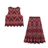For Women's INS Burst Hollow Embroidered Top + Half-Dress