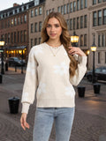 And Winter New Knitwear Blouse Loose Flowers Collar Collar Sweater Women's