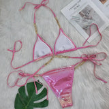Zingj 2024 New Crystal Diamond Bikini Sexy Perm Gold Strap Female Split Swimsuit