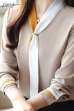 Mujer De Moda 2023 Loose Solid Women Tops and Blouses Elegant Long Sleeve Chiffon Shirt Vintage Women Clothing