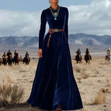 Elegant Autumn And Winter Long Sleeve Western Velvet