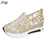 Summer Loafer Shoes Lace Mesh Small White Shoes Casual Set Foot High Heels Shoes Increase Platform Women's sneakers