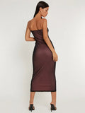 Women Sexy Long Tube Top Bodycon Dress Strapless Bandeau Maxi Dress Slim Fitted Summer Casual Formal Midi