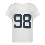 Cloth Forget Street Style Digital Print Loose V-Neck Short-Sleeved T-Shirt Hot Girl Shoulder Thin Casual