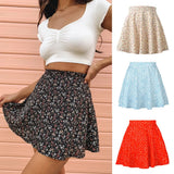 Floral Sweet High Waist Invisible Zipper Chiffon Printed Short