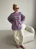Zingj Neck Cherry Sweater Fall 2024 New Vintage Knit Cherry Round Neck