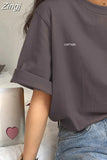 Sleeve T-shirts Women Summer Embroidery Loose Korean Style Simple All-match Trendy Causal Chic Girls Ins BF Tees Daily