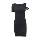 Zingj Women's Spring 2024 New Fashion Temperament Royal Sister Inclined Shoulder Design Sense Short Sleeve Slim Hip