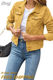 Women's Solid Color Denim Jacket Casual Long Sleeve Button Down Chest Pocket Jean Jacket Autumn