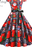 Christmas Women Summer Short Sleeve Elegant Vintage Xmas Party Dresses Robe Femme Casual Vestidos with