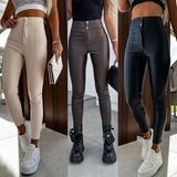 High Waist Stretch Leather Tight Bottoming