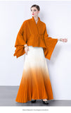 Gradient Suit Women's Autumn And Winter Loose Strap To Close Waist Pressure Folding Top + High Waist 100 Folded