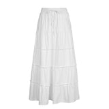 Zingj Skirt 2023 Summer White Cotton Patchwork Low Waist Slit