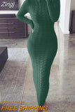 Women's Cable Knit Long Sweater Dress Crewneck Long Sleeve Solid Ribbed Bodycon Sweater Pullover Midi Jumper