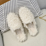 Half Slippers Women Autumn And Winter Round Head Plus Flat Bottom Lazy Muller Warm Cotton Shoes Large Size