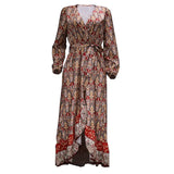 Spot Women's Wear Fall 2025 New Long Sleeve Large Swing Bohemian Print