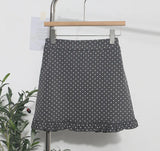 Real Shooting Wooden Ear Wave Half Dress Girl Spring 2025 New Retro Korean Version Of High-Rise Thin A Word Short Skirt
