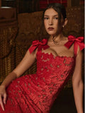 Spring And Summer Temperament Light Luxury Bow High-End Embroidery Hollow Bag Butts Long Skirt