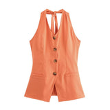 Fragrant Cotton Lint Neck Vest Set Of Women's Summer With Light Luxury High-End Trousers Two