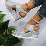 Belt Buckle Slope Sandals Women 2025 New Heel Pine Cake Thick Soles Hollow Fish Mouth Women