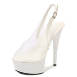 Zingj Rhinestone Fish Mouth Shoes Nightclub Fine Heel Stilettos 15CM Car Model Sandals Female Runway Steel