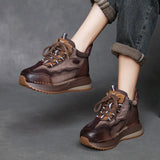 Layer Of Cowhick Retro Thick-Soled Casual Shoes Autumn New Set Of High-Shoe Shoes Soft Soles Short