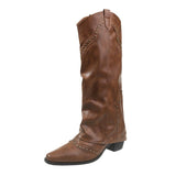 Rivet High-Thorn Western Cowboy Boots Rider Boots Long Boots Women Boots French Boots Retro