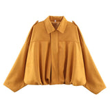 Spring New Velvet-Sensitive Collared Loose Bomber Jacket