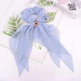 Bow Long Ribbon Hair Scrunchie Chiffon Floral Print Sweet Elastic Hair Band Ponytail Hair Scarf Hair Tie Hair