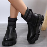 And Winter New Thick-Bottomed Round Head Elastic Knitting Martin Boots Women's Large Size Warm Women's Short