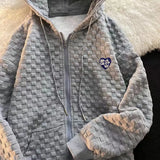 Zingj Early Autumn New Hoodie Female Loose Waffle Korean Version Of Versatile Design Sense Long Sleeve Cardigan