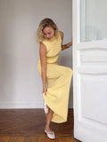 Women's Dress New Sleeveless High-Collar Knitted Vest Hip Dress Fashion Suit