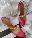 European and American Pointed Pearl Rhinestone Classy High Heels Women's