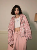 Y2K Pink Leopard Print Zipper HoodieOutfit
