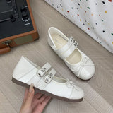 Zingj Vintage French Round Head Shallow Mouth Flat Single Shoes Women's 2024 New Summer Soft Sole Ballet Wind Mary Jane