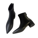 2025 New Korean Version Of The Sharp-Headed Short Boots Coarse Zipper And Martin Boots Fashion Women's