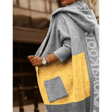 Color Pocket Hooded Knitted Knitted Women's Long Cardigan Women's Coat Color