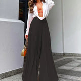 Spot Autumn 2025 New Women's Fashion Temperament Pressure Pleated Long Wide-Leg