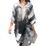 Zingj 2024 New Fashion Gradient Long Irregular Loose Shirt Jacket Women-Outfit