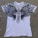 New T-Shirt Cross Wings Before And After Printing Round Neck Short-Sleeved Direct Selling