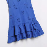 New Women's V Collar High Waist Splicing In The Long Sling Dress Women's