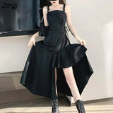 Dress Women Asymmetrical Design Chic Streetwear Newest Trendy Slim Summer Vestidos Korean Ulzzang Style Y2k