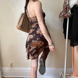 Zingj Sexy Rose Print Dress New Spring / Summer 2023 Hot Girl Wind Exposed Back Tight Strapless Dress