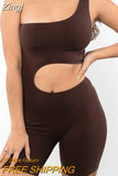 Women Sexy Hollow Out Yoga Romper Y2K Casual Cutout Front Sleeveless Bodysuit Jumpsuits Biker Clubwear One Piece
